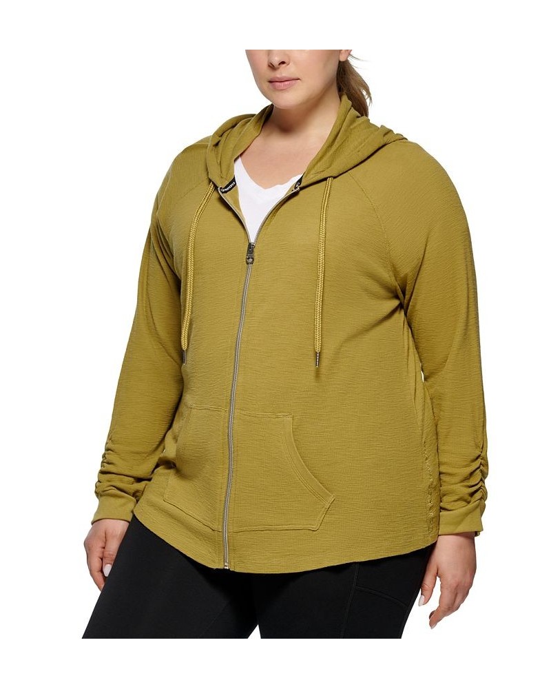 Plus Size Ruched-Sleeve Zip Hoodie Crocodile $17.78 Jackets