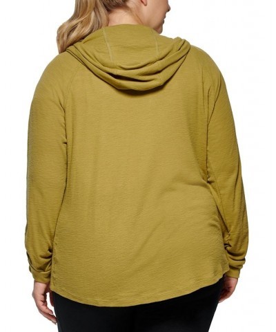 Plus Size Ruched-Sleeve Zip Hoodie Crocodile $17.78 Jackets