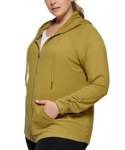 Plus Size Ruched-Sleeve Zip Hoodie Crocodile $17.78 Jackets