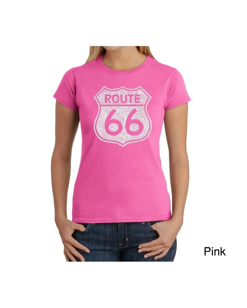 Women's Word Art T-Shirt - Route 66 Pink $20.88 Tops