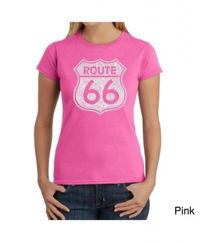 Women's Word Art T-Shirt - Route 66 Pink $20.88 Tops