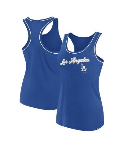 Women's Branded Royal Los Angeles Dodgers Wordmark Logo Racerback Tank Top Royal $19.60 Tops