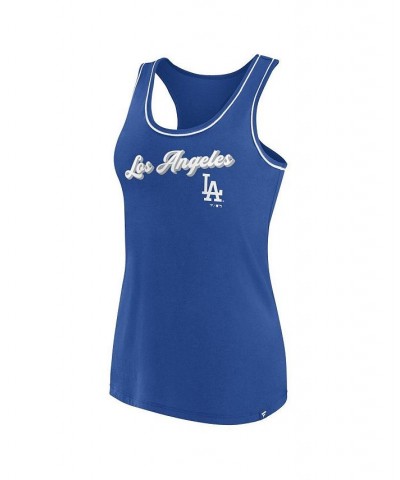 Women's Branded Royal Los Angeles Dodgers Wordmark Logo Racerback Tank Top Royal $19.60 Tops