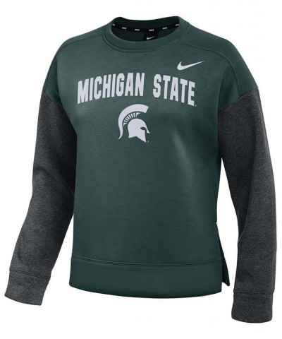 Women's Green Charcoal Michigan State Spartans Campus Dolman Pullover Sweatshirt Green $30.55 Tops