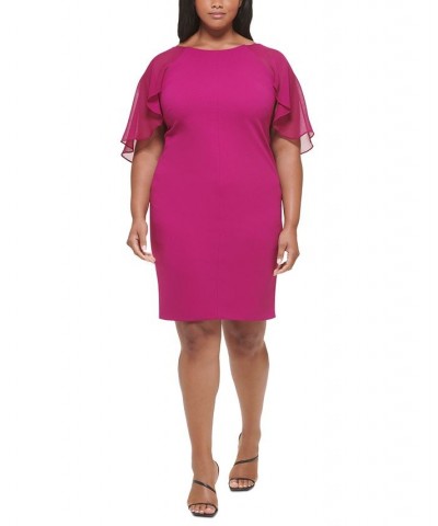 Plus Size Chiffon Cape-Sleeve Sheath Dress Boysenberry $40.28 Dresses