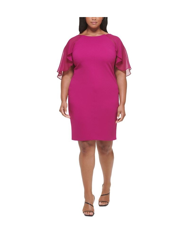 Plus Size Chiffon Cape-Sleeve Sheath Dress Boysenberry $40.28 Dresses