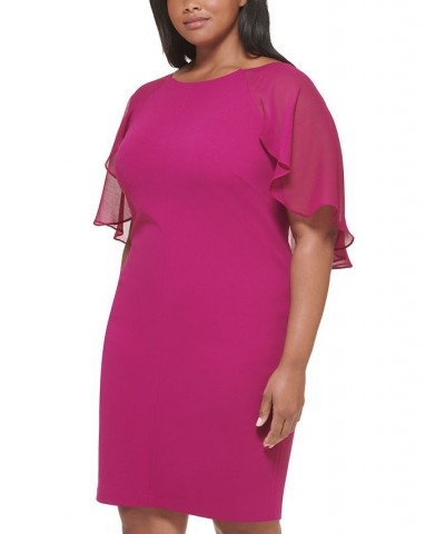 Plus Size Chiffon Cape-Sleeve Sheath Dress Boysenberry $40.28 Dresses