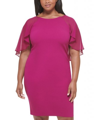 Plus Size Chiffon Cape-Sleeve Sheath Dress Boysenberry $40.28 Dresses