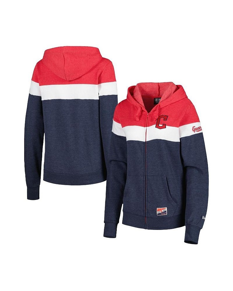 Women's Heather Navy Cleveland Guardians Colorblock Full-Zip Hoodie Jacket Heather Navy $42.39 Jackets