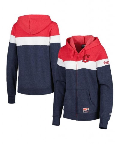 Women's Heather Navy Cleveland Guardians Colorblock Full-Zip Hoodie Jacket Heather Navy $42.39 Jackets