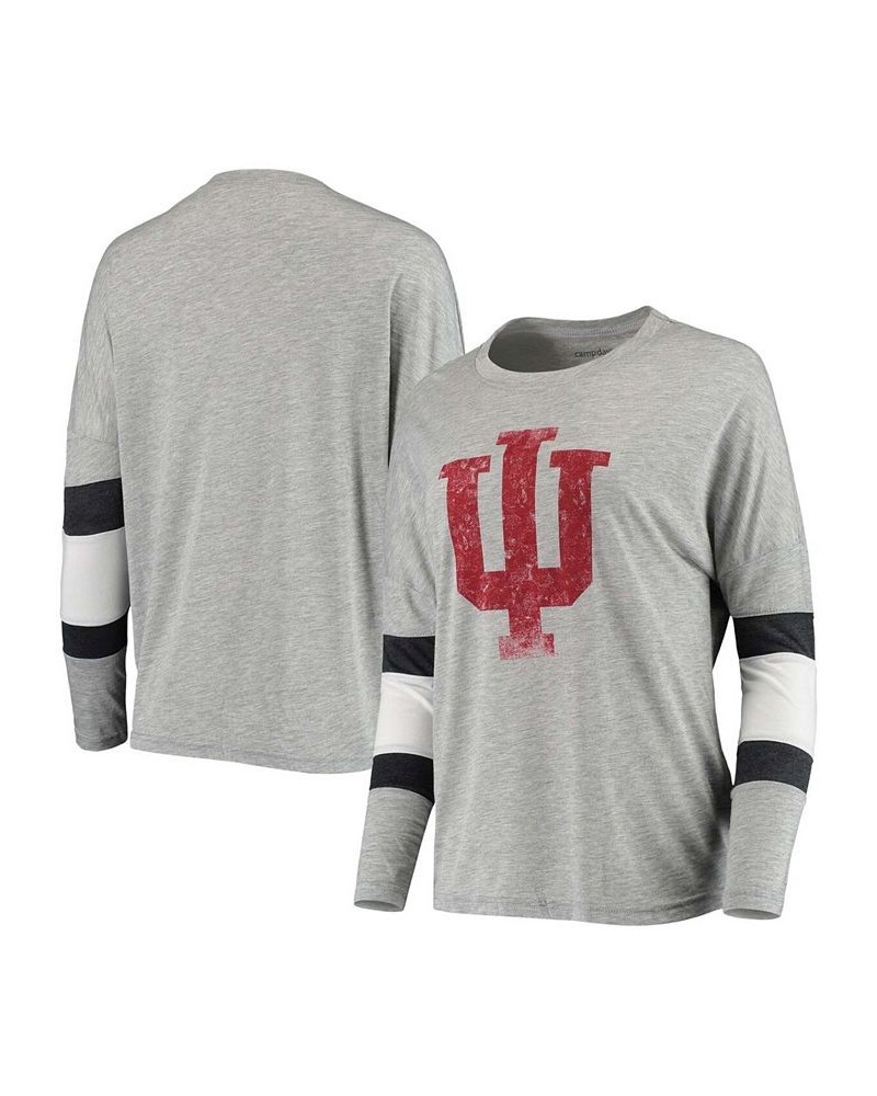 Women's Heather Gray Indiana Hoosiers Swell Stripe Long Sleeve T-shirt Heather Gray $20.80 Tops