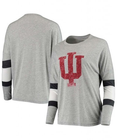 Women's Heather Gray Indiana Hoosiers Swell Stripe Long Sleeve T-shirt Heather Gray $20.80 Tops