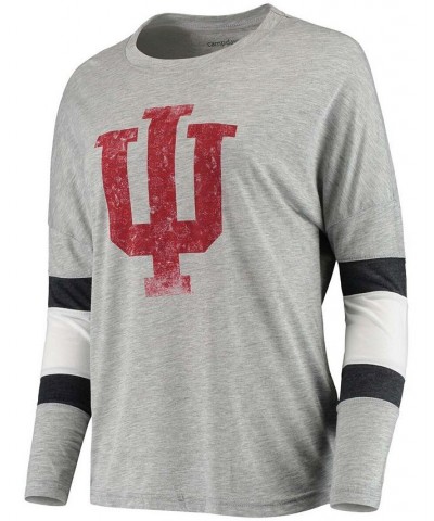 Women's Heather Gray Indiana Hoosiers Swell Stripe Long Sleeve T-shirt Heather Gray $20.80 Tops