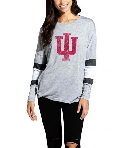 Women's Heather Gray Indiana Hoosiers Swell Stripe Long Sleeve T-shirt Heather Gray $20.80 Tops