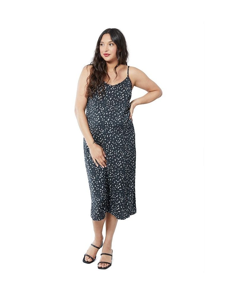 Women's Maternity Satin Slip Dress Black & White Dot $36.40 Dresses