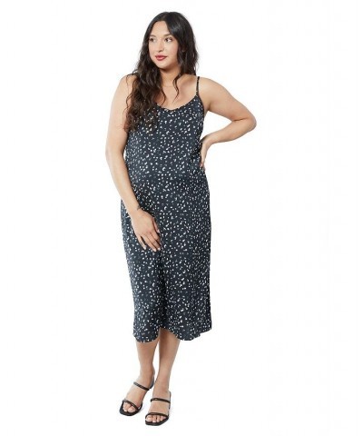 Women's Maternity Satin Slip Dress Black & White Dot $36.40 Dresses