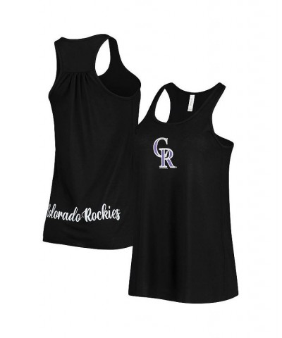 Women's Black Colorado Rockies Front Back Tank Top Black $24.50 Tops