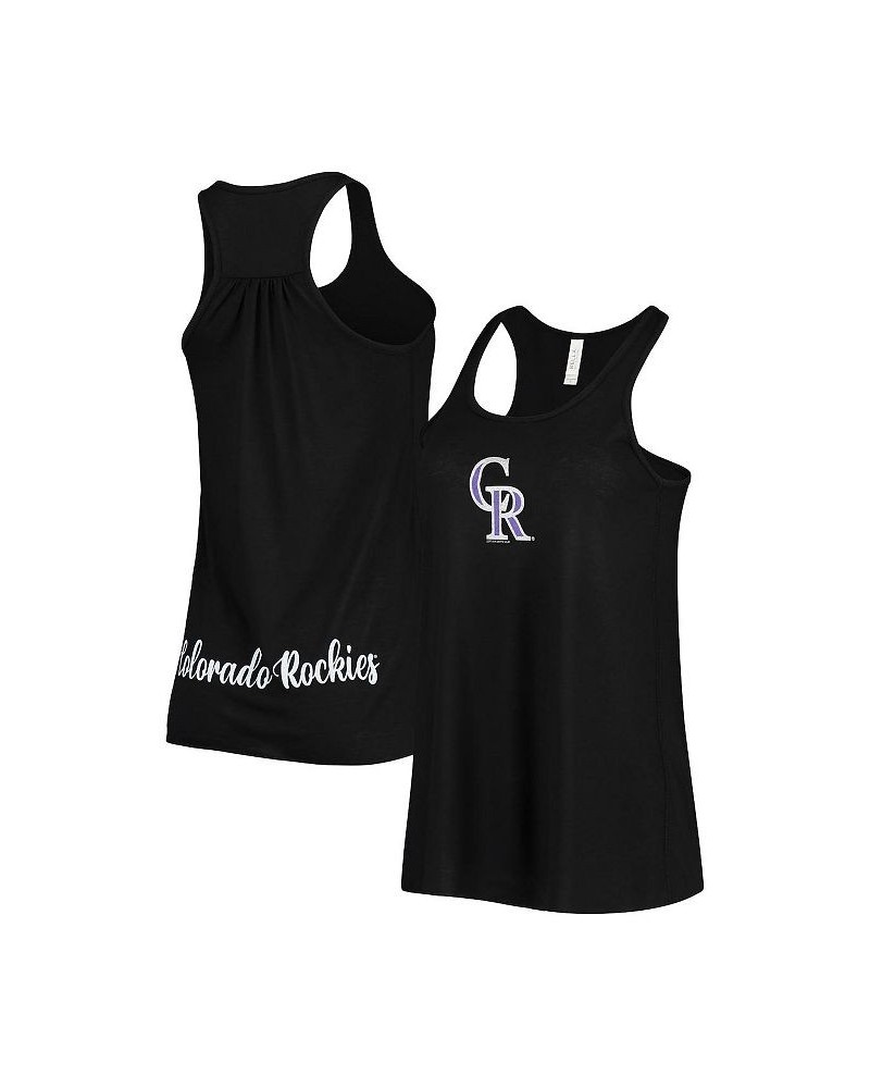 Women's Black Colorado Rockies Front Back Tank Top Black $24.50 Tops