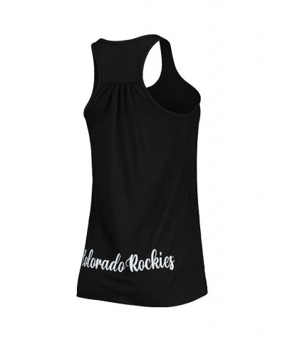 Women's Black Colorado Rockies Front Back Tank Top Black $24.50 Tops