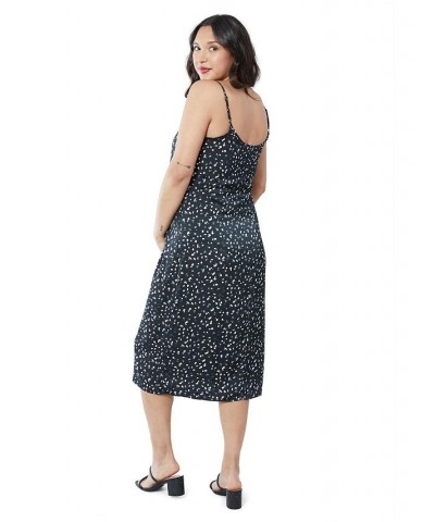 Women's Maternity Satin Slip Dress Black & White Dot $36.40 Dresses