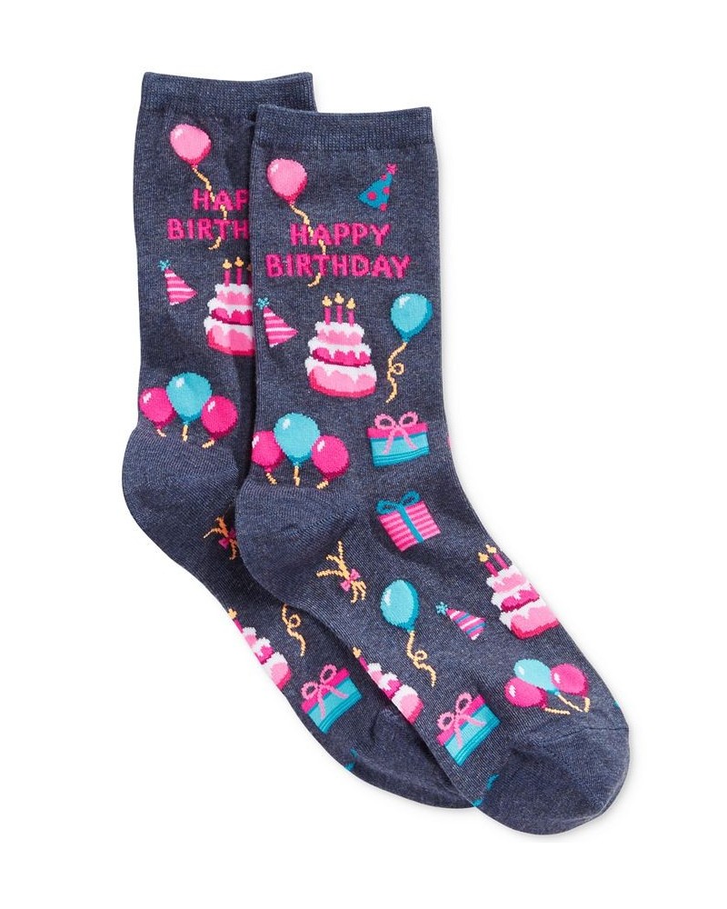 Women's Happy Birthday Fashion Crew Socks Denim Heather $10.45 Socks