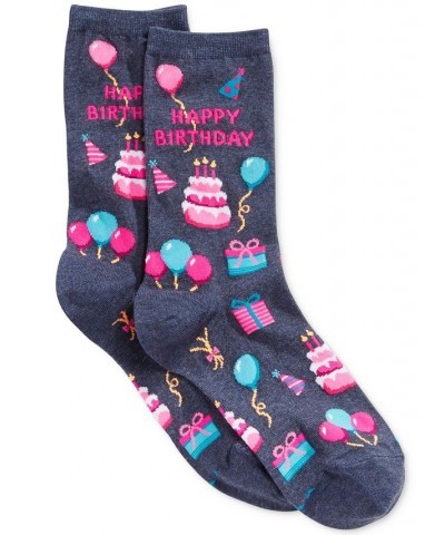 Women's Happy Birthday Fashion Crew Socks Denim Heather $10.45 Socks