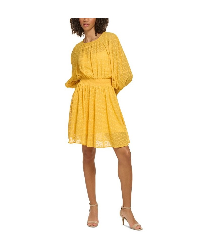 Women's Textured Chiffon Blouson Dress Deep Maize $41.40 Dresses