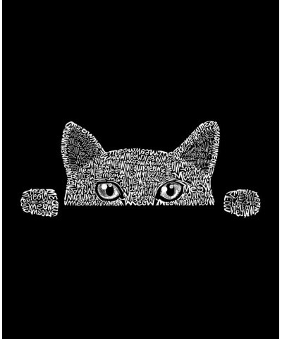 Women's Word Art Peeking Cat T-Shirt Black $17.20 Tops