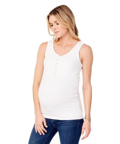 Women's Maternity Henley Rib Nursing Tank White $31.90 Tops