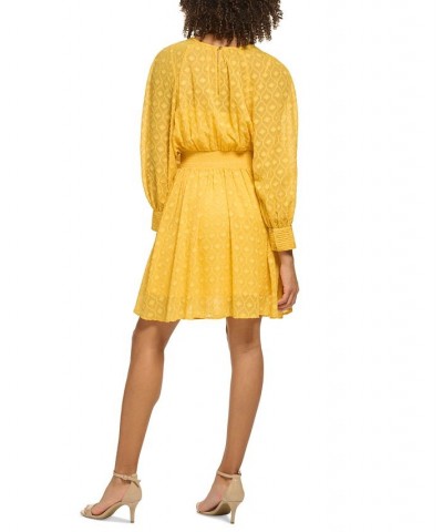 Women's Textured Chiffon Blouson Dress Deep Maize $41.40 Dresses