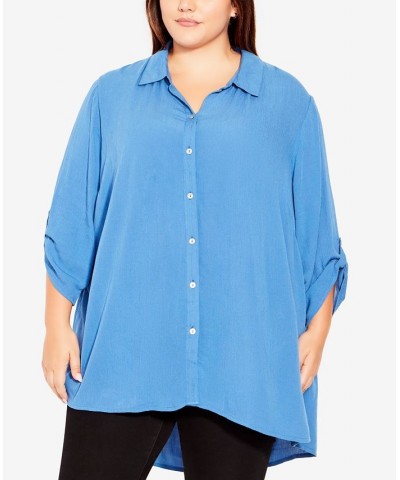 Plus Size Island Breeze Tunic Blue $41.87 Tops