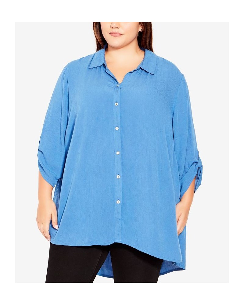 Plus Size Island Breeze Tunic Blue $41.87 Tops