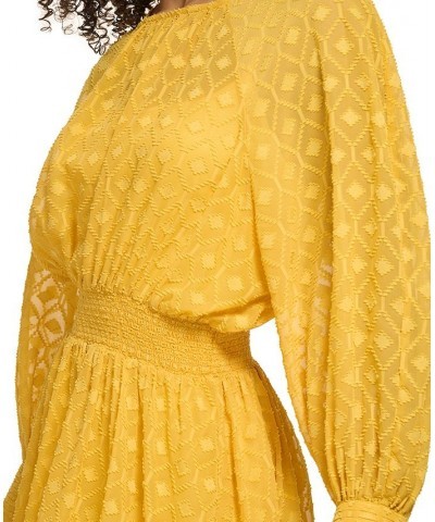 Women's Textured Chiffon Blouson Dress Deep Maize $41.40 Dresses