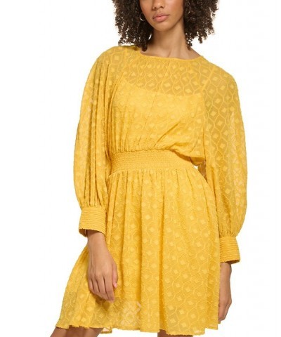 Women's Textured Chiffon Blouson Dress Deep Maize $41.40 Dresses