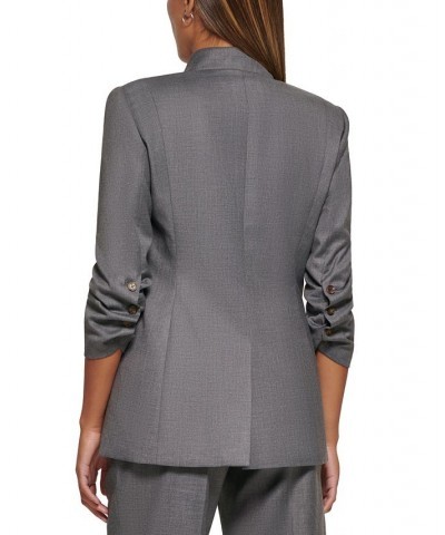 Petite Ruched-Sleeve One-Button Blazer Tin Multi $30.54 Jackets