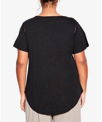 Plus Size Flutter Short Sleeve Plain Top Black $22.68 Tops