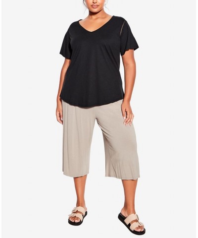 Plus Size Flutter Short Sleeve Plain Top Black $22.68 Tops