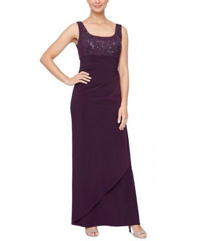 Women's Embroidered Waterfall-Ruffle Dress & Jacket Eggplant $74.70 Dresses