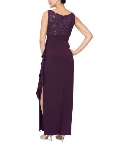 Women's Embroidered Waterfall-Ruffle Dress & Jacket Eggplant $74.70 Dresses