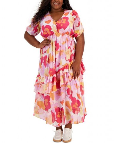 Plus Size Floral-Print A-Line Dress Lilac Fuchia $73.01 Dresses