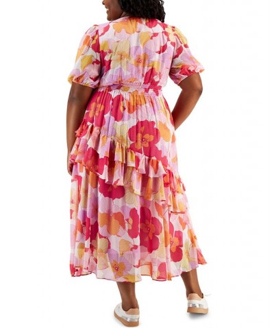 Plus Size Floral-Print A-Line Dress Lilac Fuchia $73.01 Dresses