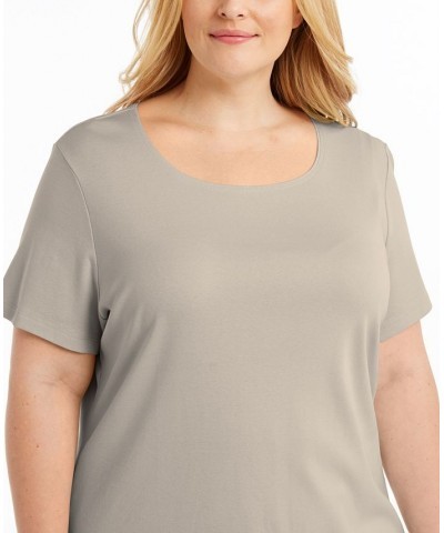 Plus Size Short Sleeve Scoop-Neck Top Gray $8.15 Tops