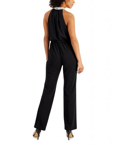 Embellished-Neck Jumpsuit Black $56.70 Pants