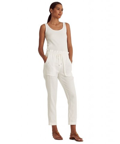 Petite Lightweight Linen Pants White $44.55 Pants