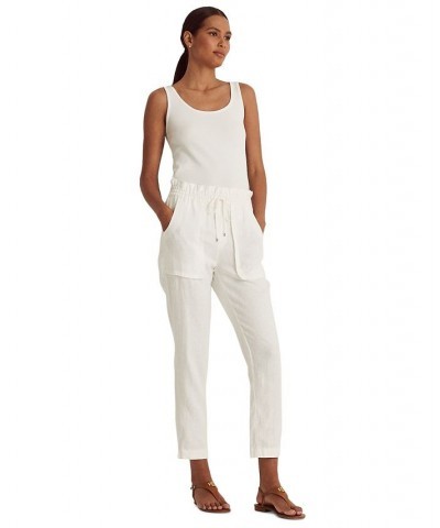 Petite Lightweight Linen Pants White $44.55 Pants