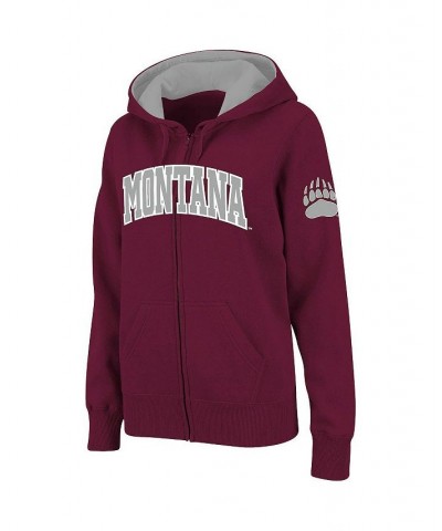 Women's Maroon Montana Grizzlies Arched Name Full-Zip Hoodie Maroon $30.55 Sweatshirts