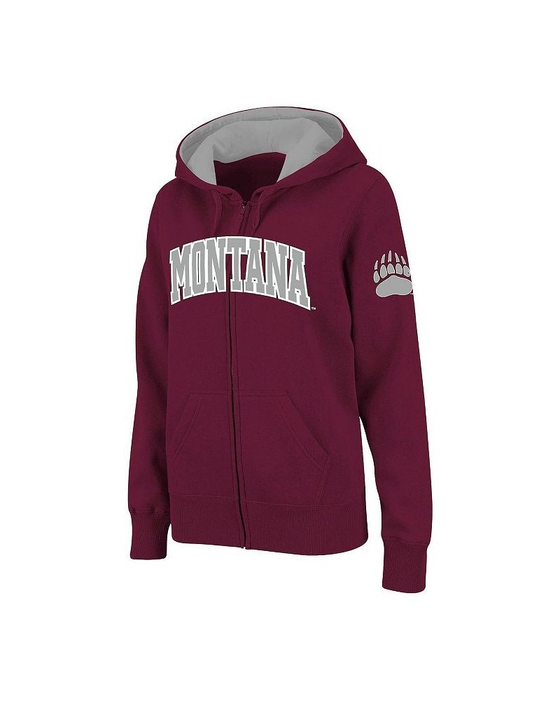 Women's Maroon Montana Grizzlies Arched Name Full-Zip Hoodie Maroon $30.55 Sweatshirts