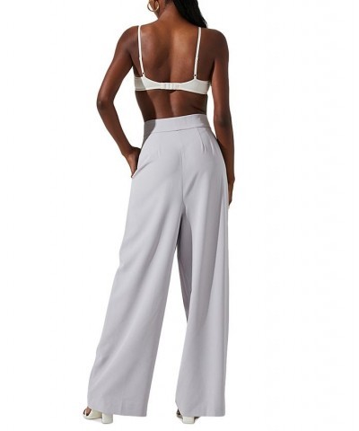 Women's Crossover-Waist Boyfriend Pants Haze Blue $36.26 Pants