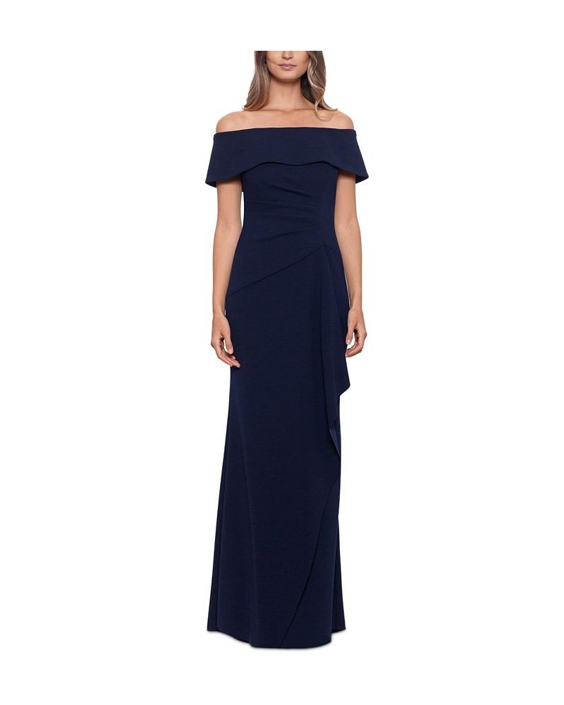 Petite Off-The-Shoulder Gown Navy $91.96 Dresses