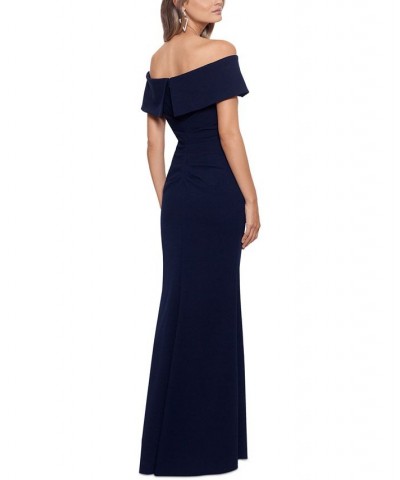 Petite Off-The-Shoulder Gown Navy $91.96 Dresses